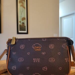 Chio 2nd Brown Patterned Crossbody Bag
